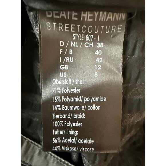 Beate Heymann Street Couture Black Sheer Mesh Jacket w/ Gray Trim Women’s Size 8 - Picture 8 of 9